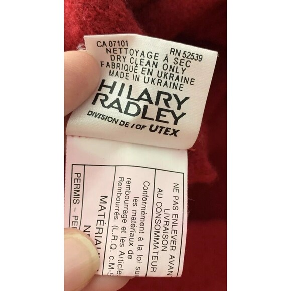 Hilary Radley 100% Wool Jacket Coat Size Large Red Pockets Mock Neck Zip Up A10 - Picture 6 of 7